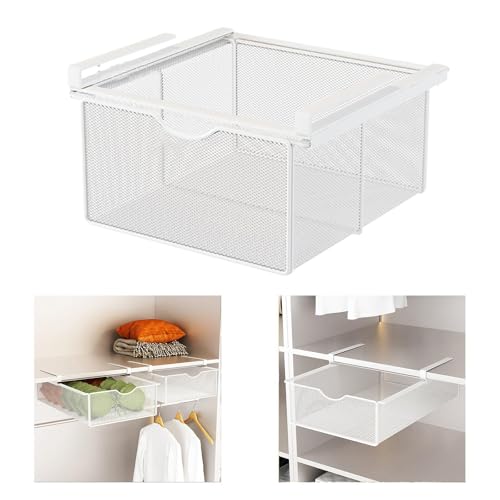 Panier coulissant sous étagère tiroir suspendu XL fil blanc