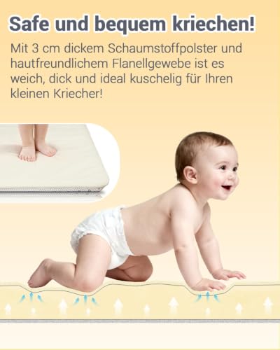 Dicke Krabbelmatte Baby 120×120×3cm,Rutschfester Unterseite Spielmatte Baby – Ansicht 2