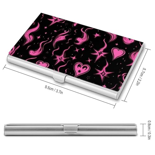 Y2K Flames Hearts Stars Business Card Holder Slim Credit Case Pocket Name Case Wallet for Men Women2