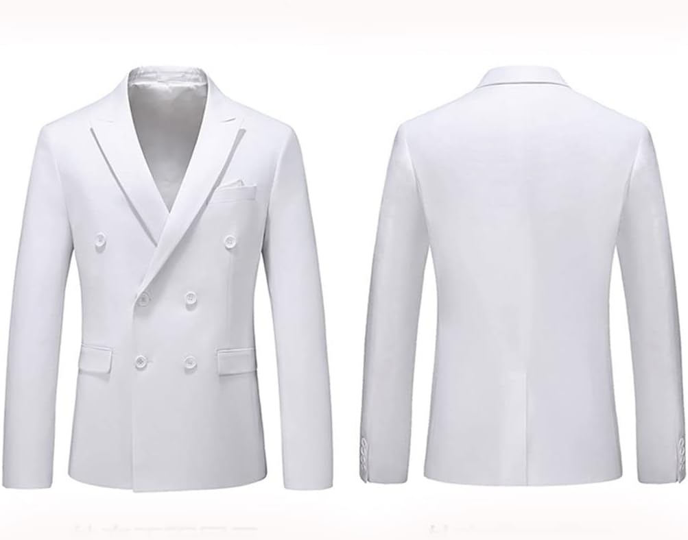 Fashion Men's Slim Wedding 2-piece Suit Jacket Pants Business Double-Breasted Solid Color
