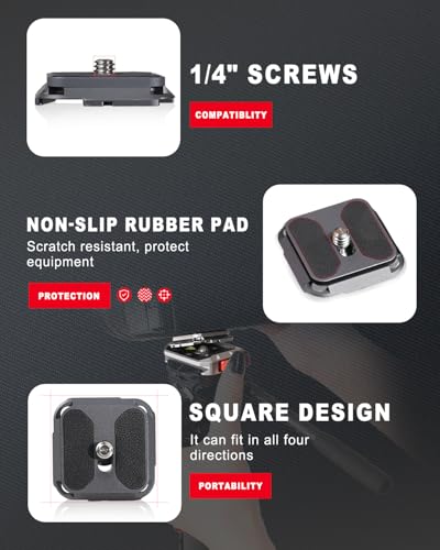 Image of IFOOTAGE Quick Release Kit Q38,Square Arca Swiss 38mm Quick Release Plate, Aluminum Alloy, Compatible SLR,VCR,Mirrorless Cameras,Cell Phone Clips