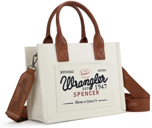 Montana West Wrangler Tote Bag for Women Retro Canvas Top Handle Purses and Handbags