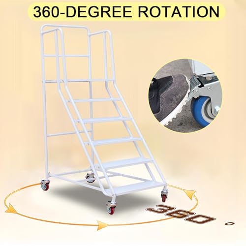 Scala mobile a 4 gradini con ruote, antiscivolo, industriale, per magazzini, garage, biblioteca