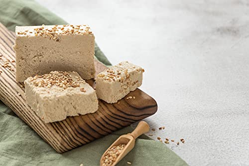 Turkish Halva Dessert, Adurrahman Tatlici Tahini Halwa, Sesame Tahini Sweet, Authentic Middle Eastern Candy Vanilla Halwah, Kosher, Gluten Free, Vegan (Plain-500Gr) #TOP3