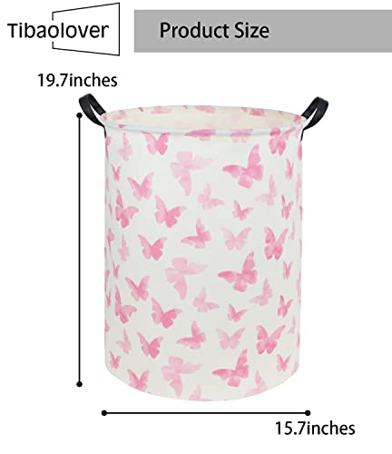 Image of Butterfly Pink Laundry Hamper Girls Laundry Hamper Baby Laundry Basket Cute Toy Storage Bin Kids Hamper Butterfly Room Decor(Pink Butterfly)