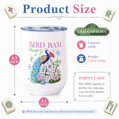 Image of AFRITEE 4 Pcs Mahjong Tumbler 12oz Stainless Steel Cup Mah Jong Lovers Gift