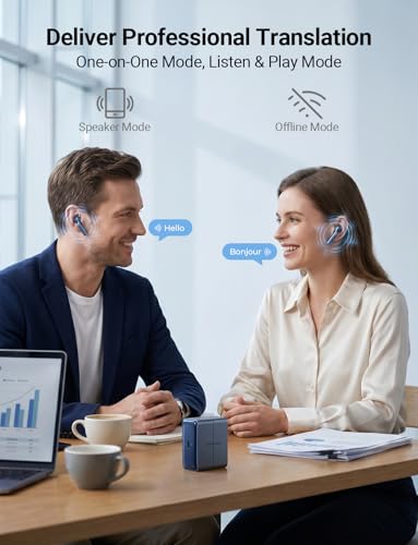Image of Timekettle W4 Translation Earbuds,Bone-Voiceprint Sensor for Clear Voice in Noise, AI Translator Correction,Protected Privacy with GDPR,Bluetooth,iOS /Android APP for Business & Relationships Blue