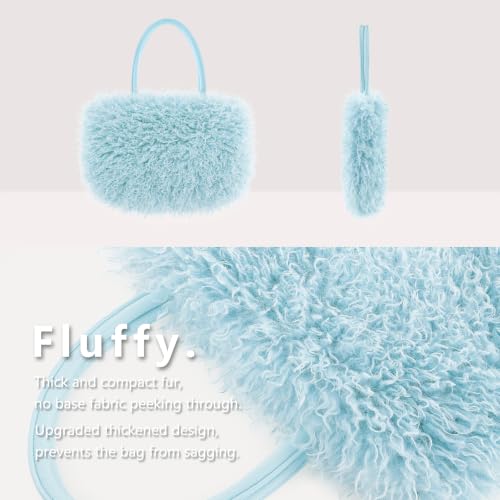 Image of Women's Fuzzy Tote Bag Curly Handbag Furry Shoulder Bag Large Plush Top Handle Purses Winter