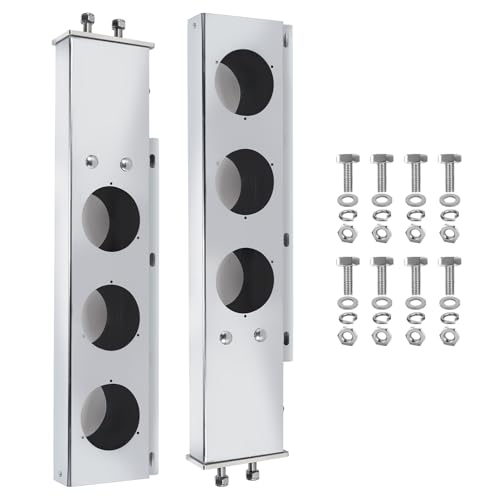 Image of Stainless Steel Mud Flap Hanger Set, 2.5 inch Bolt Spring, 2-1 /2 inch Bolt Spacing 30 inch Length Rear Bar with Circle Light Cutouts for Semi Trucks