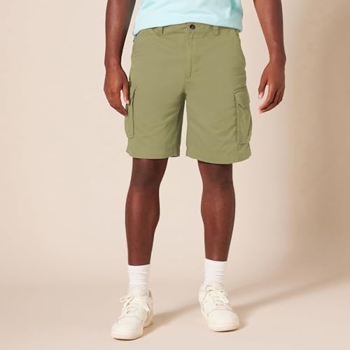 Image of Amazon Essentials Men's 10 inch Classic-Fit Cotton Twill Cargo Shorts with Multiple Pockets, Zip Fly, Button Waist (Available in Big & Tall)