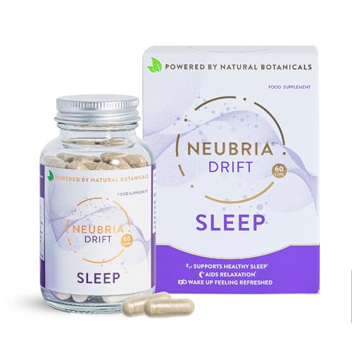 NEUBRIA Drift Sleep Supplement - Non Melatonin Herbal Sleep Blend for Adults with Lemon Balm, Hops, Chamomile, Saffron, L-Tryptophan, Magnesium & Vitamin D - Calm Night Sleeping Tablets - 60 Capsules