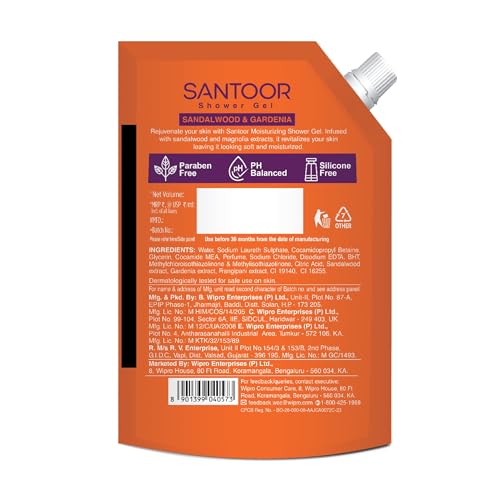 Image of SANTOOR SHOWER GEL SANDALWOOD & GARDENIA 1L