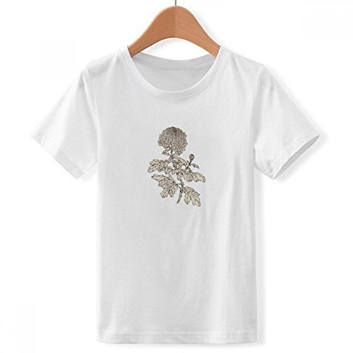 T-Shirt Blanc chrysanthème vêtement garçon XXX-Grand avec imprimé fleur plante noir multicolore