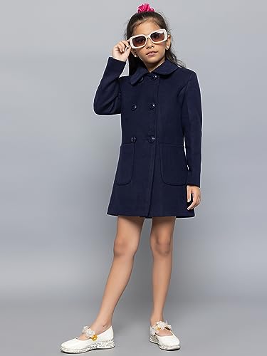 Image of CHKOKKO Girl's Wool Blend Stylish Standard Length Winter Wear Button Coat For Kids