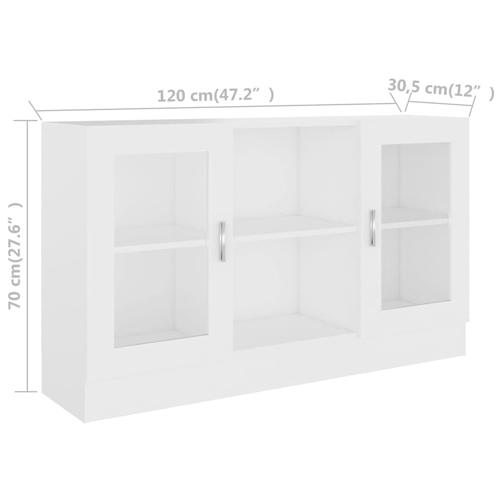 Vitrina blanca 120 x 30,5 x 70 cm de madera con 2 compartimentos y puertas, armario de cocina, armario auxiliar para salón, pasillo, cocina