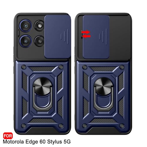 Image of AIBEX Back Cover for Motorola Edge 60 Stlyus 5G | D10 Tough Armor Case | Sliding Camera Shield | 360 Protection | Kickstand Ring Holder | Military-Grade Shockproof Bumper Case