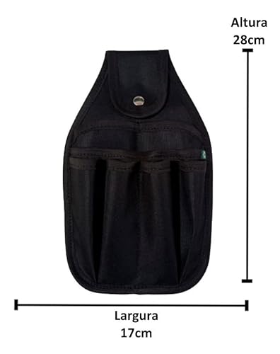 Cinto Porta Ferramentas Eletricista Reforçada 7 Bolsos Preto