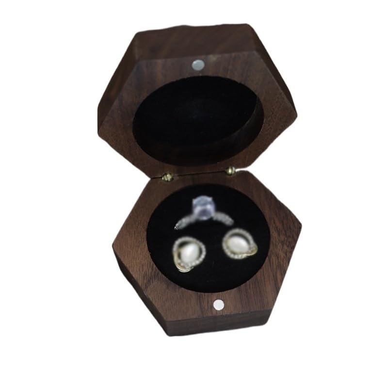 Boîte à bagues hexagonale haut de gamme pour bijoux fins