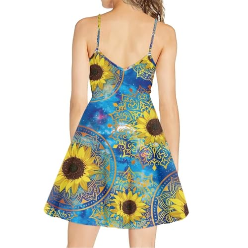 Image of Biyejit Women Casual Loose Dress Strap Long Summer Beach Swing Dress