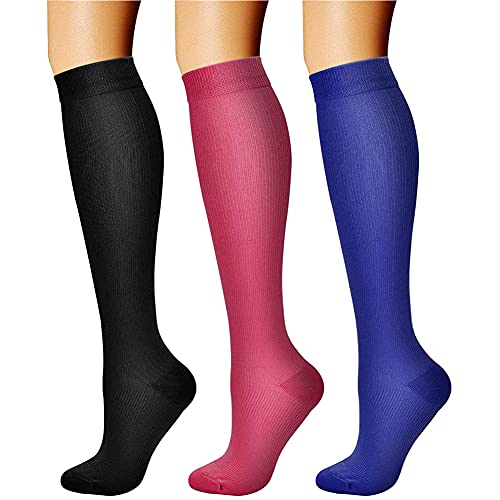 CHARMKING Compression Socks for Women & Men Circulation (3 Pairs) 1520 mmHg is Best Athletic