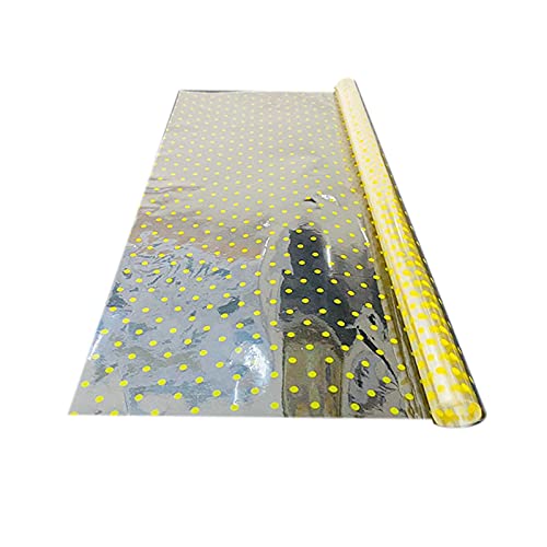 Sunflower Polka Dots Design Cellophane Sheets, 25 Micron (1 Packet of 10 Sheets) (Yellow)