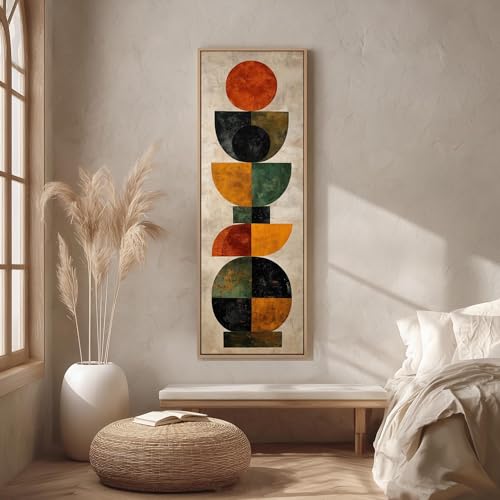 Toile rétro orange et verte pour salon élégant style milieu du siècle 20x60 cm