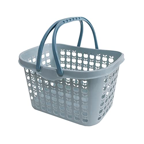 YOSADIER Medium Blue Handheld Shopping Basket Fruit and Sundries Storage Organizer for Supermarket and Grocery Use