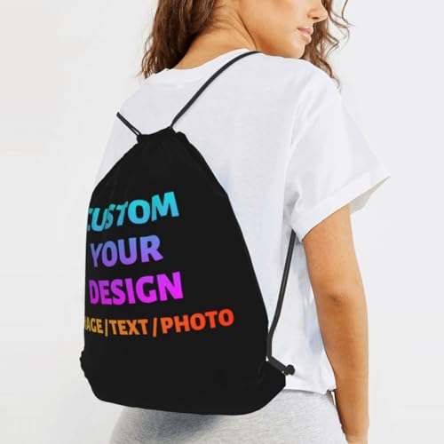 Custom Drawstring Backpack Personalized Drawstring Gym Bag Design Your Photo/Logo/Text for Men Women Swimming Sports Bags2