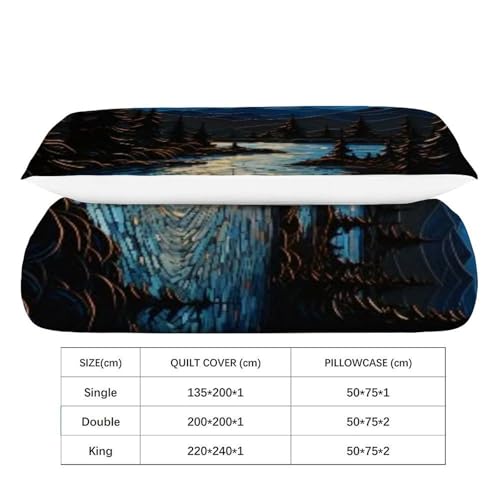 Housse de couette single 135x200cm motif paysage imprimé 3D - 4