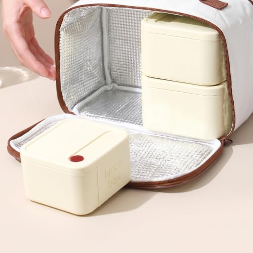 Image of House of Quirk 304 Stainless Steel Lunch Box, 3 Leakproof Containers, Insulated Lunch Bag, Fresh-Keeping Tiffin Box for Office, School & College, BPA Free Food Container