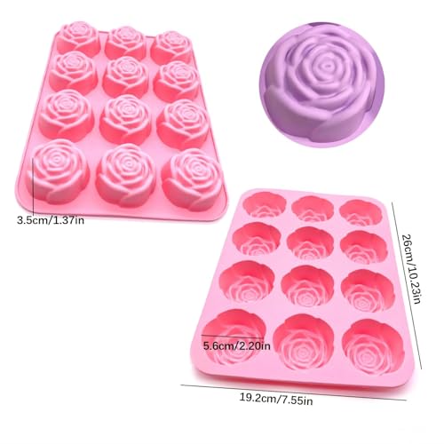 Molde de silicona para flores rosas, 12 cavidades miniatura 4