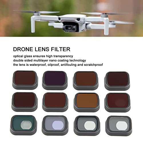 Akozon Filtro de câmera de drone, filtro de lente de câmera de drone de 12 peças MRC UV CPL ND8 ND16