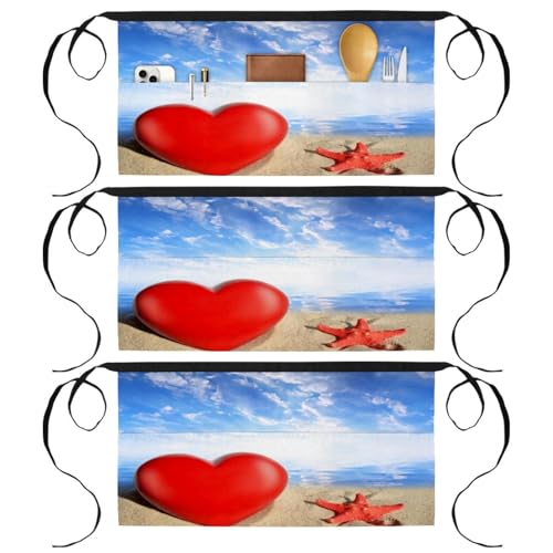 Demi-tablier de cuisine à motifs plage pour la pâtisserie à la maison