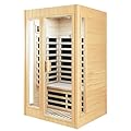 SALUSHEAT 2 Person Sauna, Low EMF Far Infrared Sauna, 1500W Hemlock Wood Sauna Indoor Sauna Infrared Sauna for Home with Bluetooth Speakers, Reading Lamps, Tempered Glass