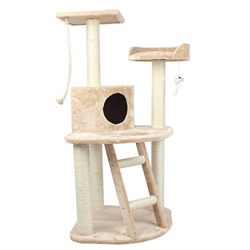 Corner Cat Climbing Tree Condo with Sisal Scratching Posts Perches Houses, Cat Tower Furniture Kitty Activity Center Kitten Play House