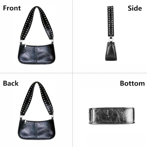 Geelyda Shoulder Purses for Women with 2 Straps, Trendy Studded Small Purse, Women's Handbags Crossbody Shoulder Bag4