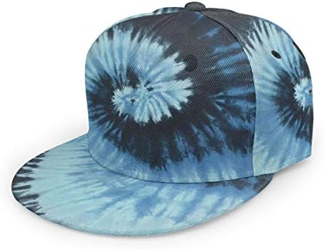 Tie Dye Hip Hop Flat Brim Snapback Cap Adjustable Baseball Hat for Man Women Blue Ocean