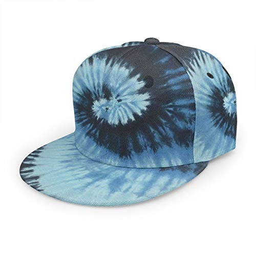 Tie Dye Hip Hop Flat Brim Snapback Cap Adjustable Baseball Hat For Man Women Blue Ocean #TOP1