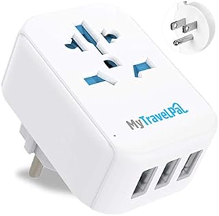 UK to US Plug Adaptor With 3 USB | UK to USA Travel Adapter Plug | MyTravelPal® UK To USA Plug Adapter With USB | American Plug Adapter UK to US | UK To US Plug Adapter | USA Mexico Canada Thailand