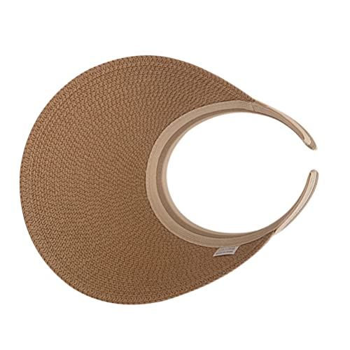 FAVOMOTO Chapéu feminino com viseira de sol de palha com proteção UV e aba de praia dobrável para ra
