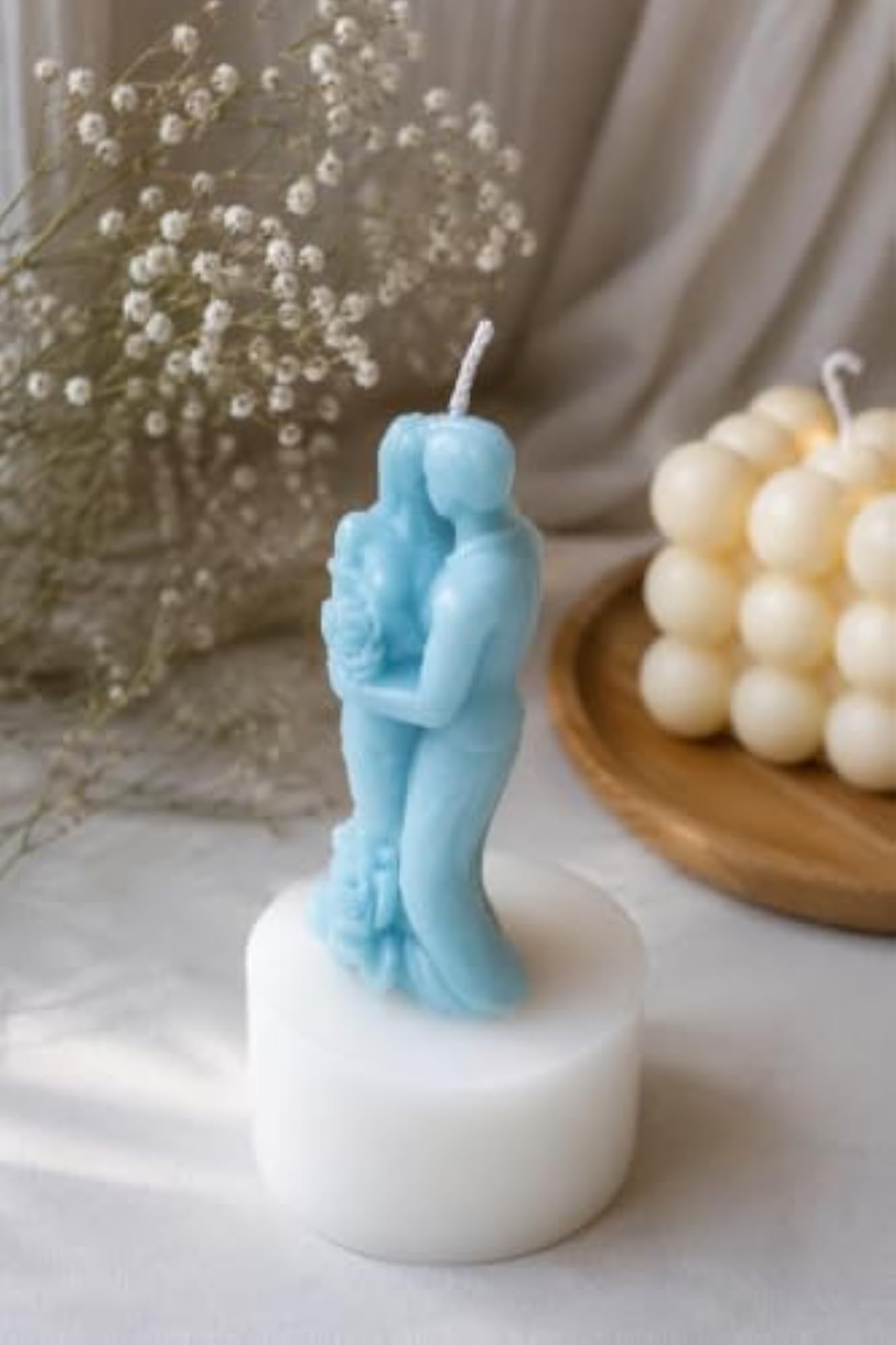 Romantic Couple Candle, Light Blue, Thoughtful Gift