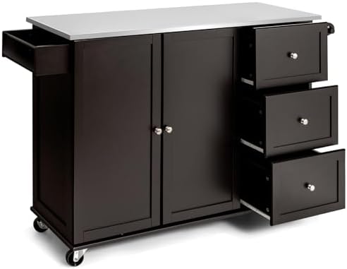 Credenza Multiuso Con Piano Pieghevole E Ruote, Armadio Da Cucina E Soggiorno, Bianco Con Maniglie Argentate, 3 Scomparti