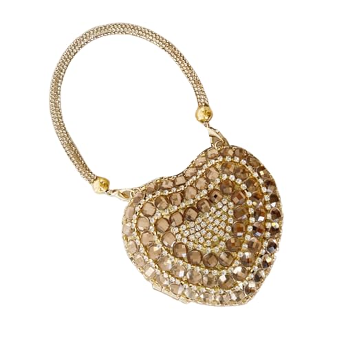 Sac cœur strass femme pochette de soirée rigide avec chaîne amovible