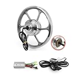 36v 350w 16 pulgadas de bicicleta eléctrica trasera con buje de tracción sin escobillas kit de rueda del motor de engranajes Kit de acelerador del pulgar (24V 350W no tire)