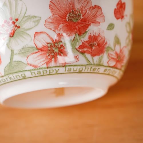 Image of Nestasia Ceramic Soup Bowl with Spoon Set of 4 (400ml Each) - Floral Microwave & Dishwasher Safe Bowl Set for Serving Soup, Curry, Custard, & Dessert - Perfect for Gifting & Daily Use
