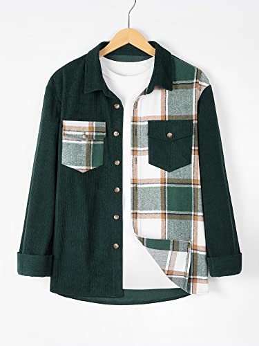 Image of ZAFUL Unisex Plaid Flannel Shirt Jacket Button Down Long Sleeve Pocket Coat Outwear | Mens Fall Clothes Lightweight Long Sleeve Button Down Flap Pocket Jacket Tops for Fall&Winter 2026
