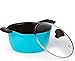 Cook N Home 4.2 Quart Nonstick Ceramic Coating Die Cast High Casserole Pan with Lid, Blue