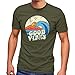 Produktbild Neverless® Herren T-Shirt Good Vibes Welle Hippie Slogan Statement Surf Design Vintage Retro Fashion Streetstyle Army L