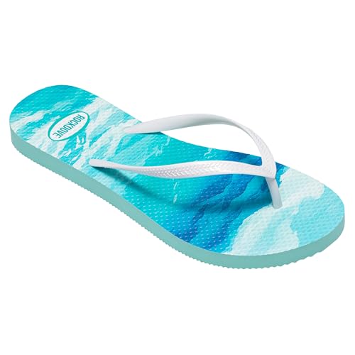Image of RockDove Women's Seabreeze Printed Beach Flip Flops | Waterproof, Lightweight, Comfortable, Non-Slip, Indoor /Outdoor Sole, Gift-Ready, Breathable, Open Toe, Printed