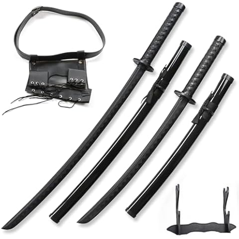 RTCT Polypropylene Training Katana Sword high Toughness Cosplay, Shooting Props,The Set Includes a Belt and Knife Holder for The Long and Short Dual Knives. Cover